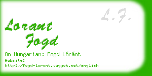 lorant fogd business card